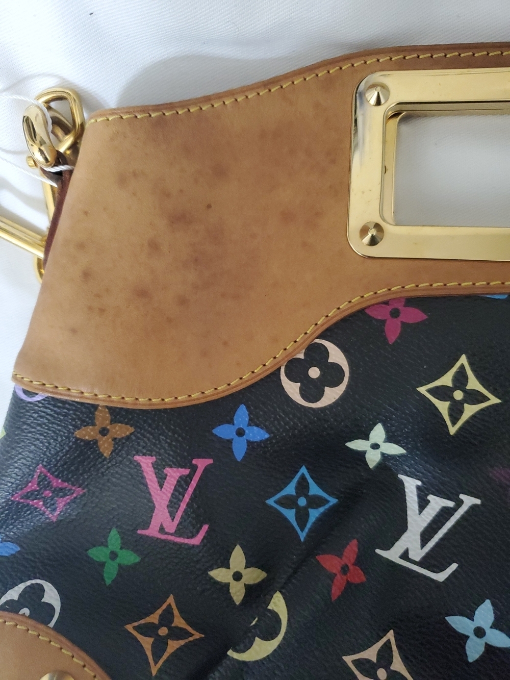 Louis Vuitton Multicolor Monogram Black Canvas and Tan Leather Shoulder Bag - Picture 5 of 13